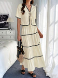 Contrast Scallop Detail Top & Skirt Set