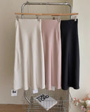 Solid Satin Skirt - Black