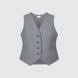 Solid Vest & Pants Set - Grey