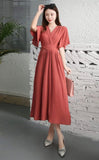 Solid Pleated Wrap Dress - Dusty Rose