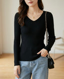 V-Neck Rib-Knit Tee