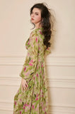 Leafy V-Neck Long Dress