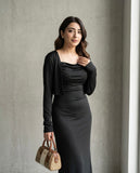 Solid Cami Dress & Shrug Set