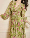 Botanical Print Chiffon Dress