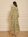 Botanical Print Chiffon Dress