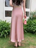 Solid Satin Skirt - Pink