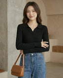 Polo Collar Rib Knit Tee
