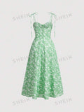 SHEIN MOD Allover Floral Print Tie Shoulder Cami Dress