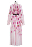 Floral Pleated Dress With Belt
