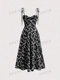 SHEIN MOD Allover Floral Print Tie Shoulder Cami Dress