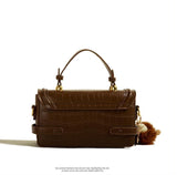 Toggle Switch Satchel Bag - Brown