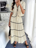 Contrast Scallop Detail Top & Skirt Set