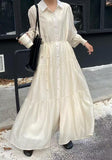 Solid Tiered Shirt-Dress - Cream