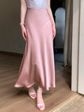 Solid Satin Skirt - Pink