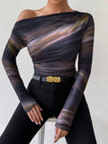 Marble Ombre Print Top - Grey