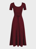 Solid Ruched Waist Dress