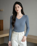 V-Neck Rib-Knit Tee