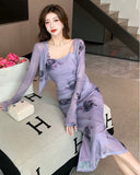 Floral Mesh Dress & Cardigan Set
