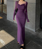 Solid Cami Dress & Shrug Set - Purple