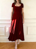 Solid Ruched Waist Dress