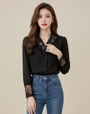 Lace Panel Buttoned Blouse
