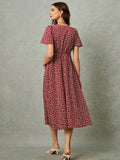 V-Neck Ditsy Floral Long Dress