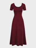 Solid Ruched Waist Dress