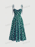 SHEIN MOD Allover Floral Print Tie Shoulder Cami Dress