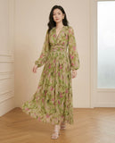 Botanical Print Chiffon Dress