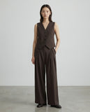 Solid Vest & Pants Set - Brown