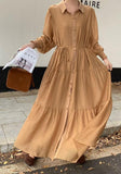 Solid Tiered Shirt-Dress - Brown