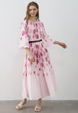 Floral Pleated Dress With Belt