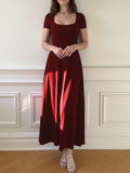 Solid Ruched Waist Dress