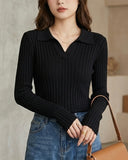 Polo Collar Rib Knit Tee