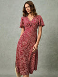 V-Neck Ditsy Floral Long Dress