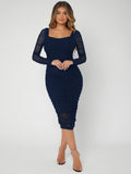 SHEIN Ruched Mesh Bodycon Dress