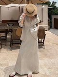 Solid Button Down Shirt & Skirt Set