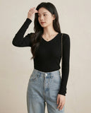 V-Neck Rib-Knit Tee