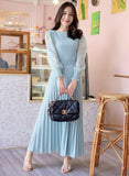 Pierre Solid Pleated Dress