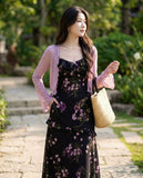 Floral Frill Dress & Cardigan Set