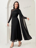 SHEIN Contrast Mesh Ruched Dress