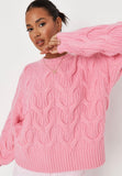 Cable Knit Sweater - Pink