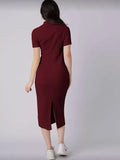SHEIN Mock Neck Slit Back Bodycon Dress