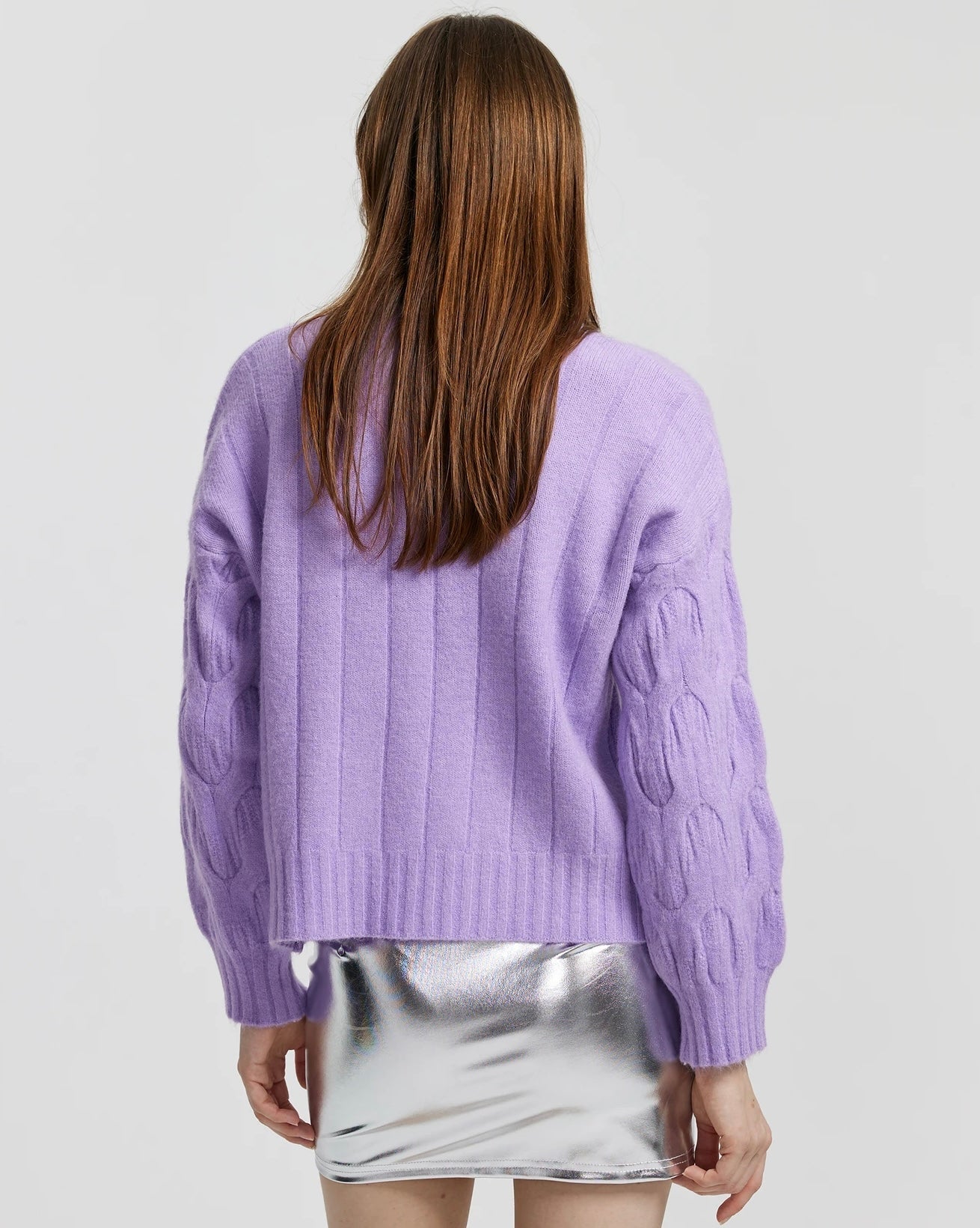 Cable Knit Sweater - Purple
