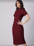 SHEIN Mock Neck Slit Back Bodycon Dress