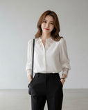 Lace Panel Buttoned Blouse