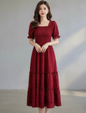 Solid Frill Trim Dress