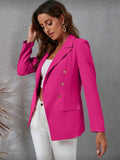 SHEIN Lapel Collar Double Breasted Flap Detail Blazer