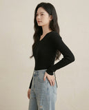 V-Neck Rib-Knit Tee