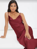 SHEIN Cowl Neck Solid Slip Dress